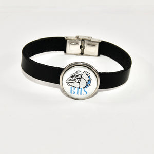 Belgreen bulldogs black leather cuff bracelet