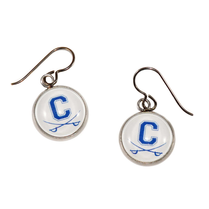 custom stainless steel Chillicothe high school drop earrings with niobium ear wires