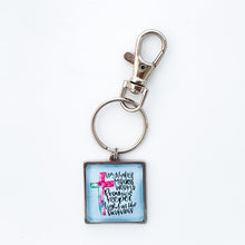 stainless steel Christian faith keychain with Waymaker Miracle worker promise keeper light in the darkness graphic