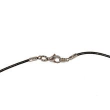 black leather cord with stainless steel lobster claw clasp