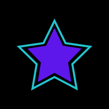 purple star with teal outline and black background