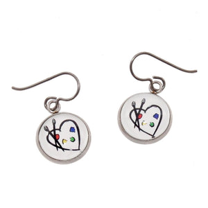 heart shaped art palette earrings