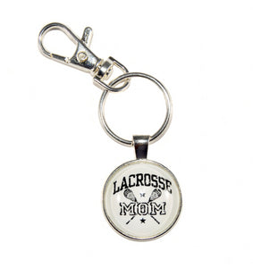 lacrosse mom keychain in silver