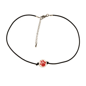 red paw print school mascot jewelry necklace