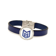 McKinney high school royal pride marching band bracelet with blue leather strap