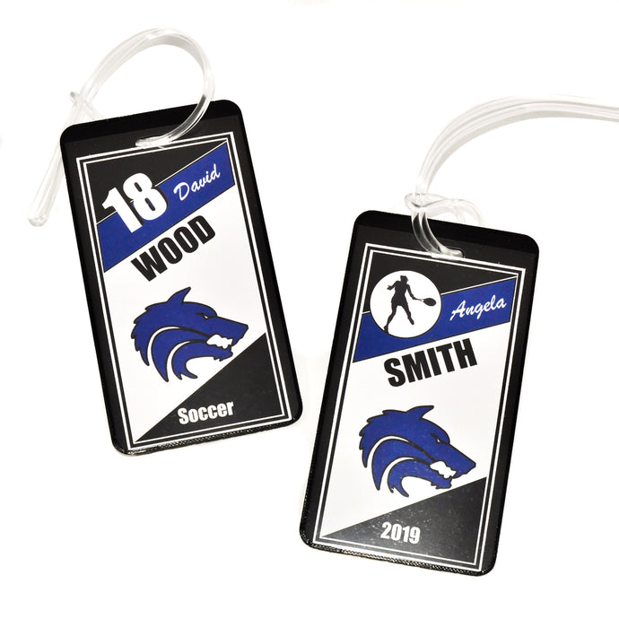 Plano West wolves personalized bag tag