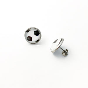 custom stainless steel soccer statement stud earrings