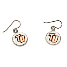 custom stainless steel Tusculum University charm earrings with niobium ear wires