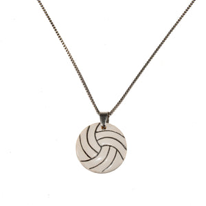 large ceramic volleyball pendant on a stainless steel box chain
