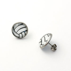 stainless steel volleyball stud statement earrings