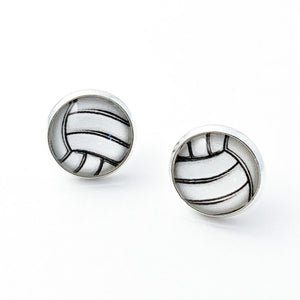stainless steel volleyball graphic stud earrings