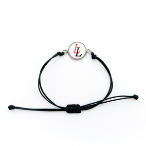 custom Lovejoy leopards adjustable cord friendship bracelet in black and red