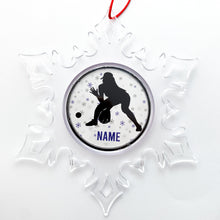 personalized acrylic snowflake ornament with softball silhouette