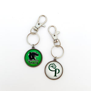 custom stainless steel Comstock panthers keychains