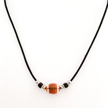 ceramic football bead black cotton cord necklace with black tube and stainless steel spacer beads