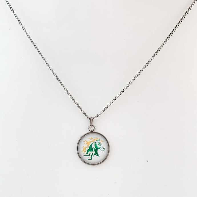 custom stainless steel lebanon trail high school necklace with box chain