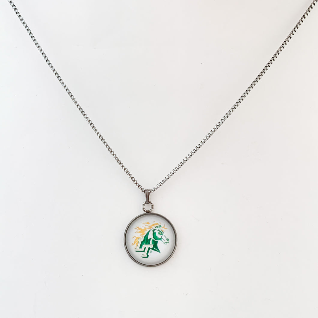 custom stainless steel lebanon trail high school necklace with box chain