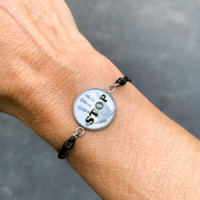 Stop human trafficking black adjustable cord bracelet 