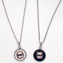 stainless steel McKinney High school baseball necklaces in navy or white