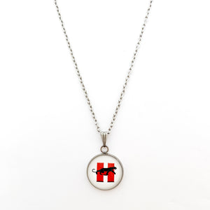 custom stainless steel Hillcrest High school panthers pendant on curb chain necklace