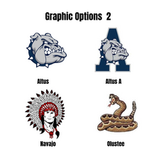 Oklahoma high school logos for Altus, Navajo, and Olustee