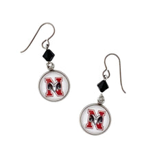 Northbridge high school Rams charm earrings with black Swarovski crystal beads