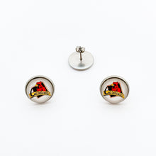 custom stainless steel Four Oaks Cardinals stud button earrings