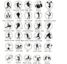chart showing various sports and activities black silhouette graphic clip art