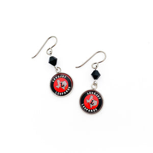custom Lovejoy leopards earrings with black Swarovski crystal beads and niobium ear wires
