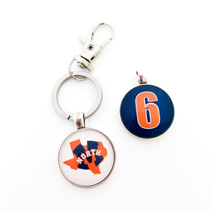 custom personalized McKinney North high school two sided keychain with swivel clip