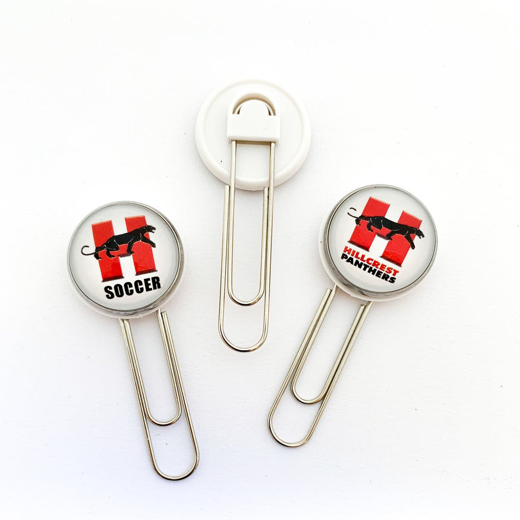 custom Hillcrest high school panthers paperclips and bookmarks