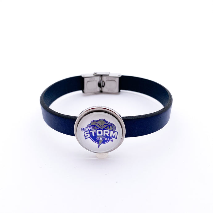custom Georgia Storm Fastpitch Softball blue leather cuff bracelet