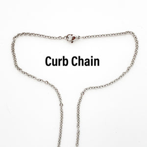 stainless steel curb chain with lobster claw clasp