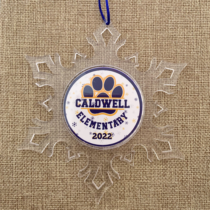 custom Caldwell Elementary acrylic snowflake Christmas ornament 