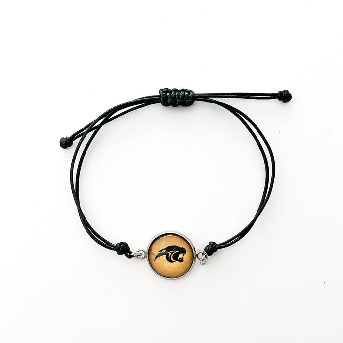 custom Plano East high school panthers black adjustable cord friendship bracelet