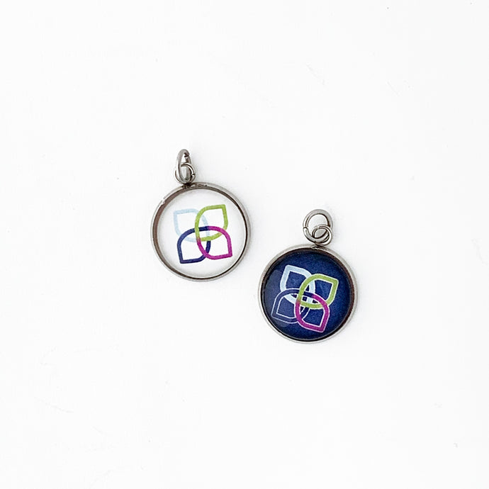 stainless steel Sherwin Williams Women's club charms in white and navy blue