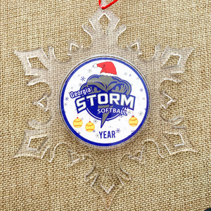 custom Georgia Storm fastpitch softball acrylic snowflake ornament