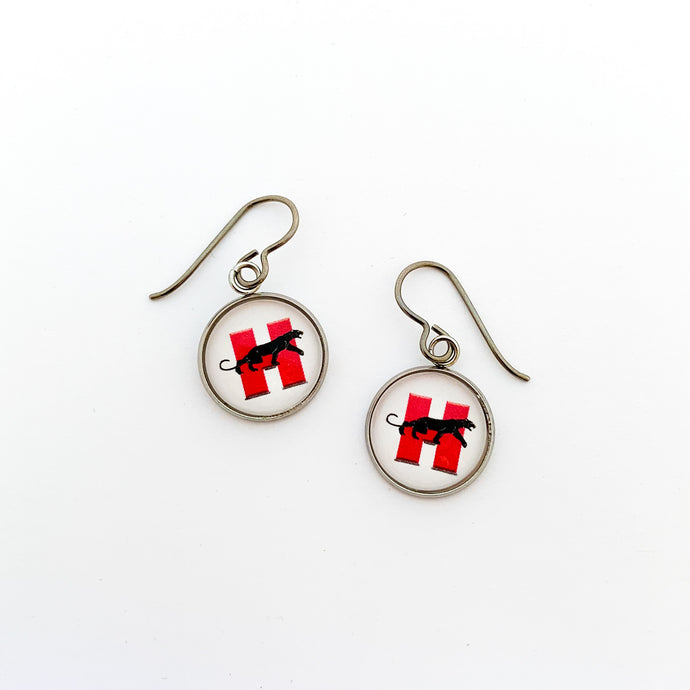 custom Hillcrest high school panthers charm earrings with niobium ear wires