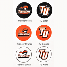 various Tusculum University Pioneers logos and graphics