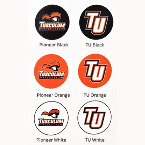 various Tusculum University Pioneers logos and graphics