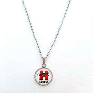 custom stainless steel Hillcrest high school soccer pendant on curb chain