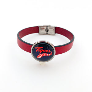 custom South Panola high school tigers slide charm on red leather strap bracelet