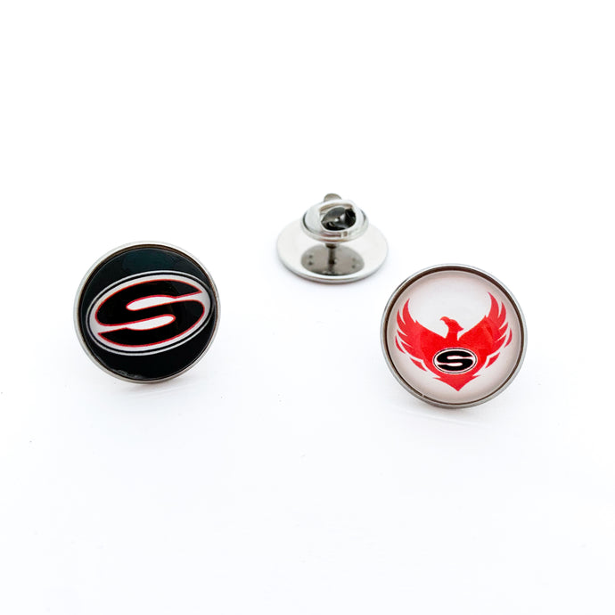 custom stainless steel Sonoraville high school lapel and lanyard pins