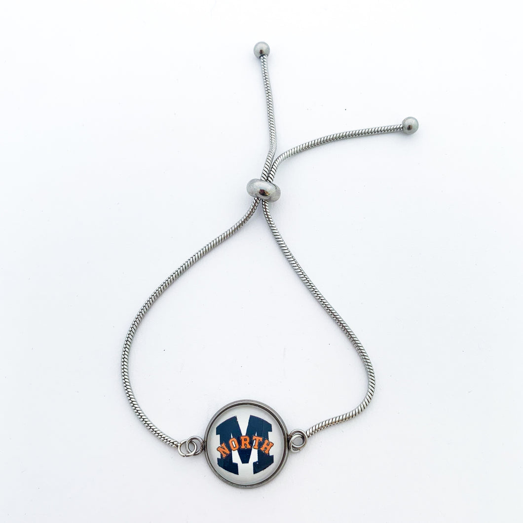 custom stainless steel mcKinney North high school adjustable slider bracelet