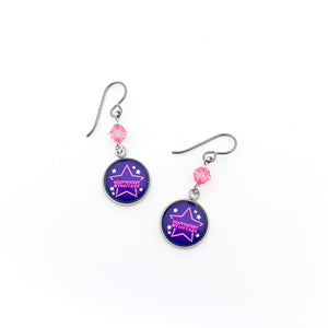custom Southwest GymStars earrings with pink Swarovski crystal beads
