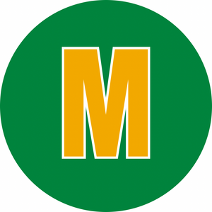 yellow initial M with green background
