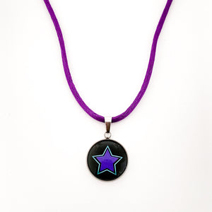 custom Galaxy Cheer purple satin cord necklace
