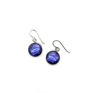 custom Galaxy Cheer charm drop earrings with niobium ear wires