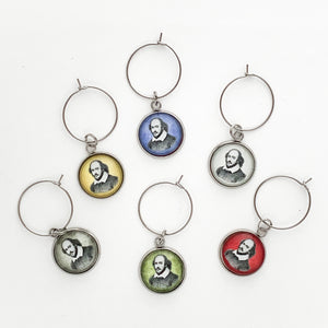 custom stainless steel Shakespeare themed wine charms