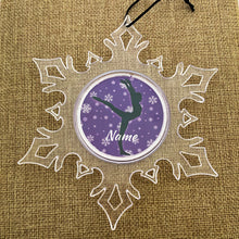 personalized gymnastics dance acrylic snowflake ornament in purple